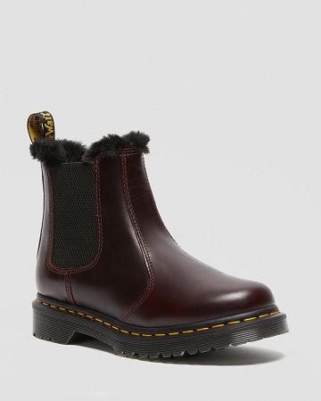 Dr Martens 2976 Leonore Faux Fur Forede Chelsea Støvler Dame Bordeaux | DK 110UZG